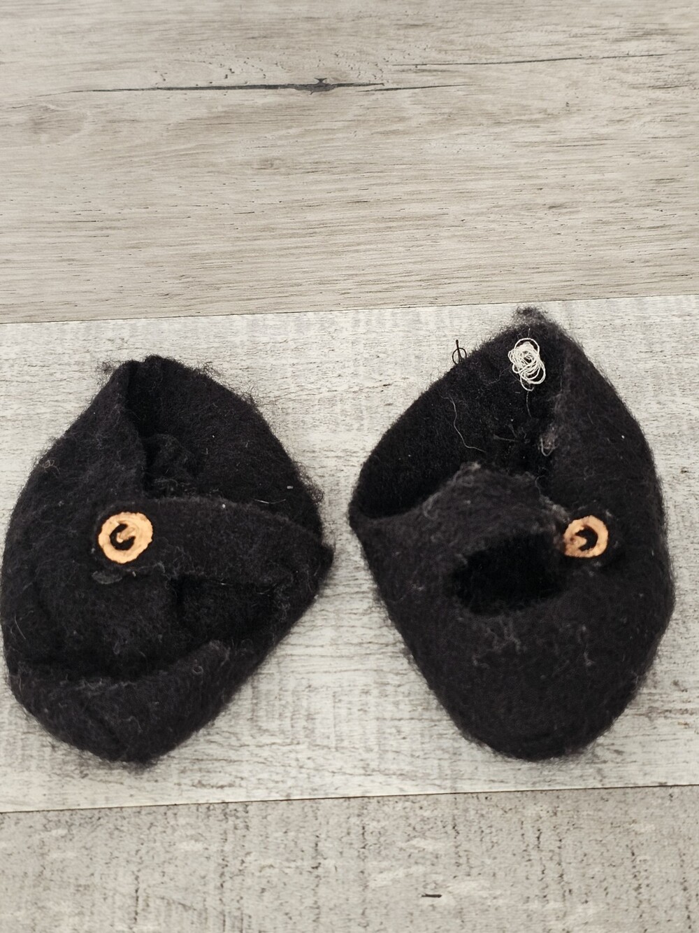 Black Felt Doll Shoes for Dolls of 1940s 1950s Or Antique Doll #99